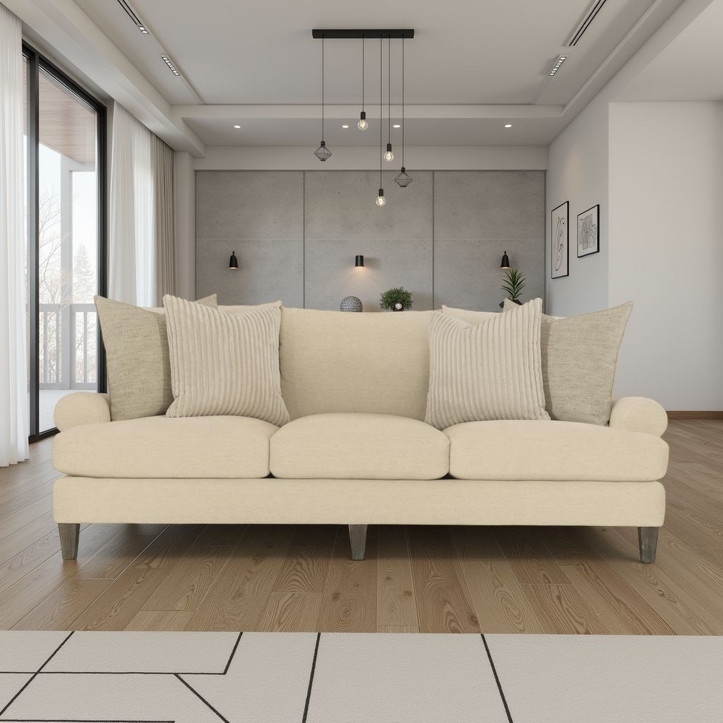 Bernhardt Isabella Fabric Beige Grey 3-Seater Sofa