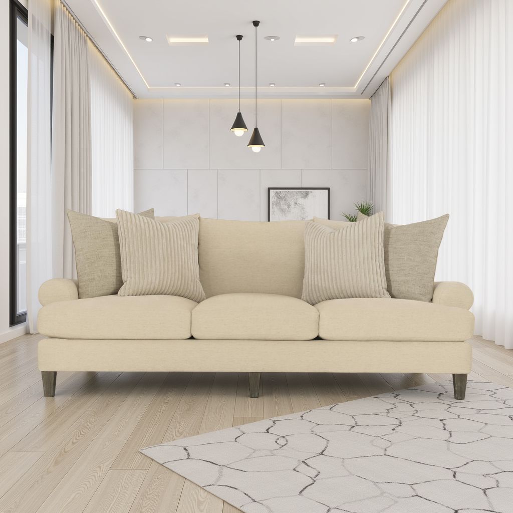 Bernhardt Isabella Fabric Beige Grey 3-Seater Sofa