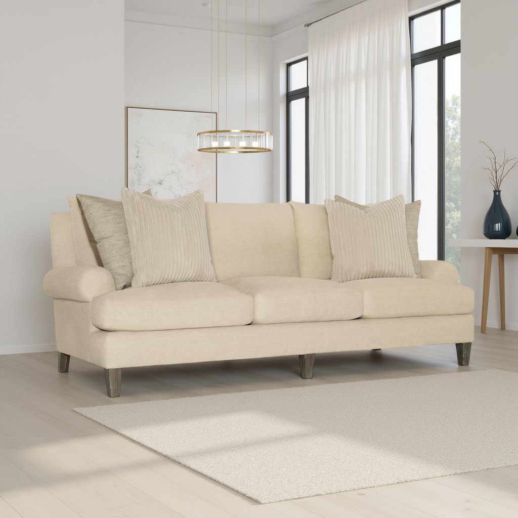 Bernhardt Isabella Fabric Beige Grey 3-Seater Sofa
