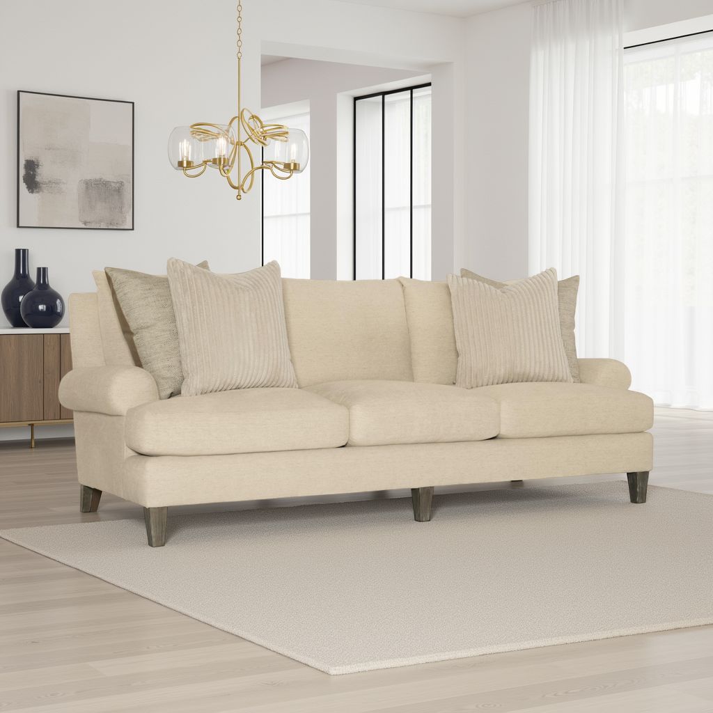 Bernhardt Isabella Fabric Beige Grey 3-Seater Sofa