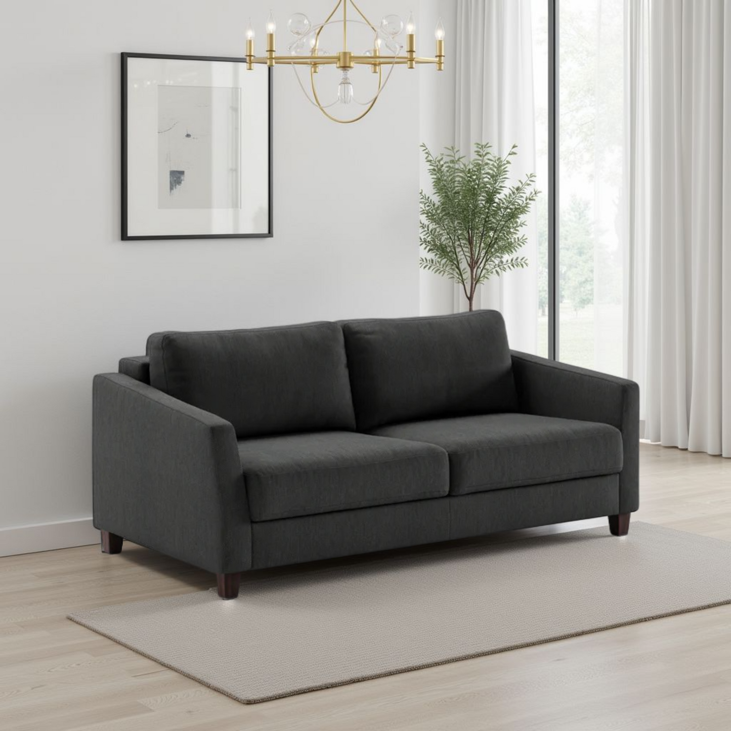 Luonto Monika Fabric Queen Sleeper Sofa With Wood or Chrome Legs