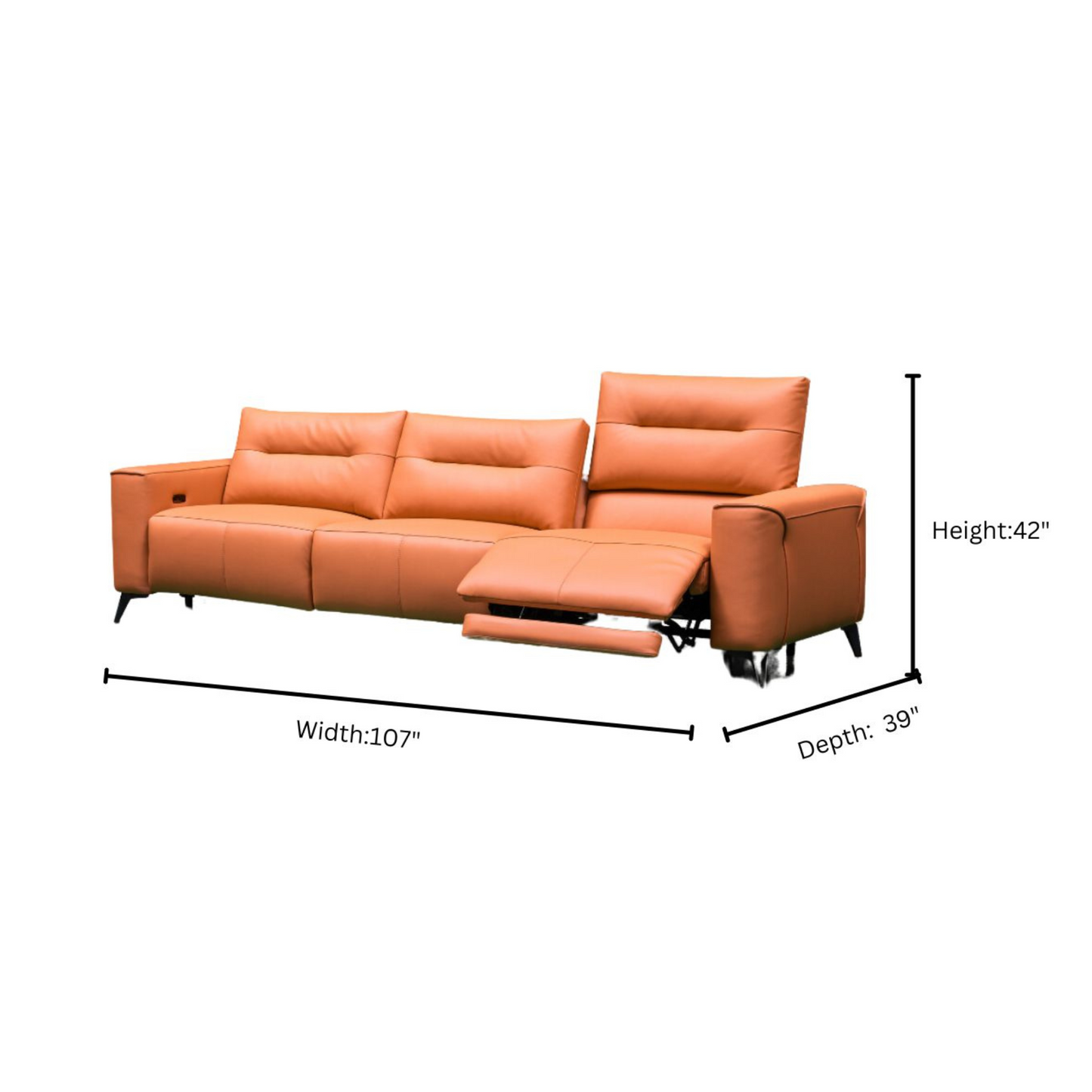 Klaussner Alessandro 3 Seater Leather Power Recliner Sofa-Comfortfurniture