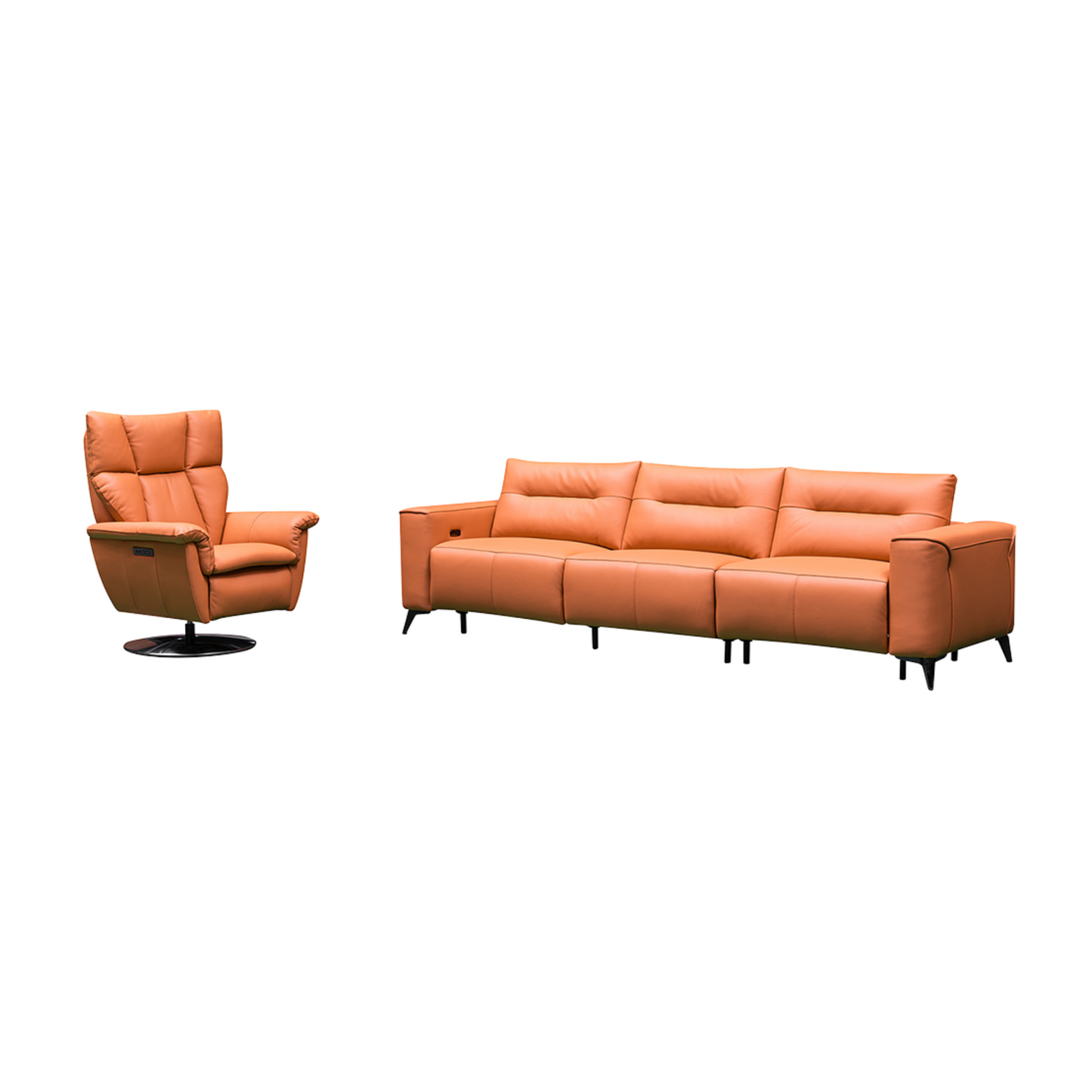 Klaussner Alessandro 3-Seater Leather Power Recliner Sofa in tan brown color