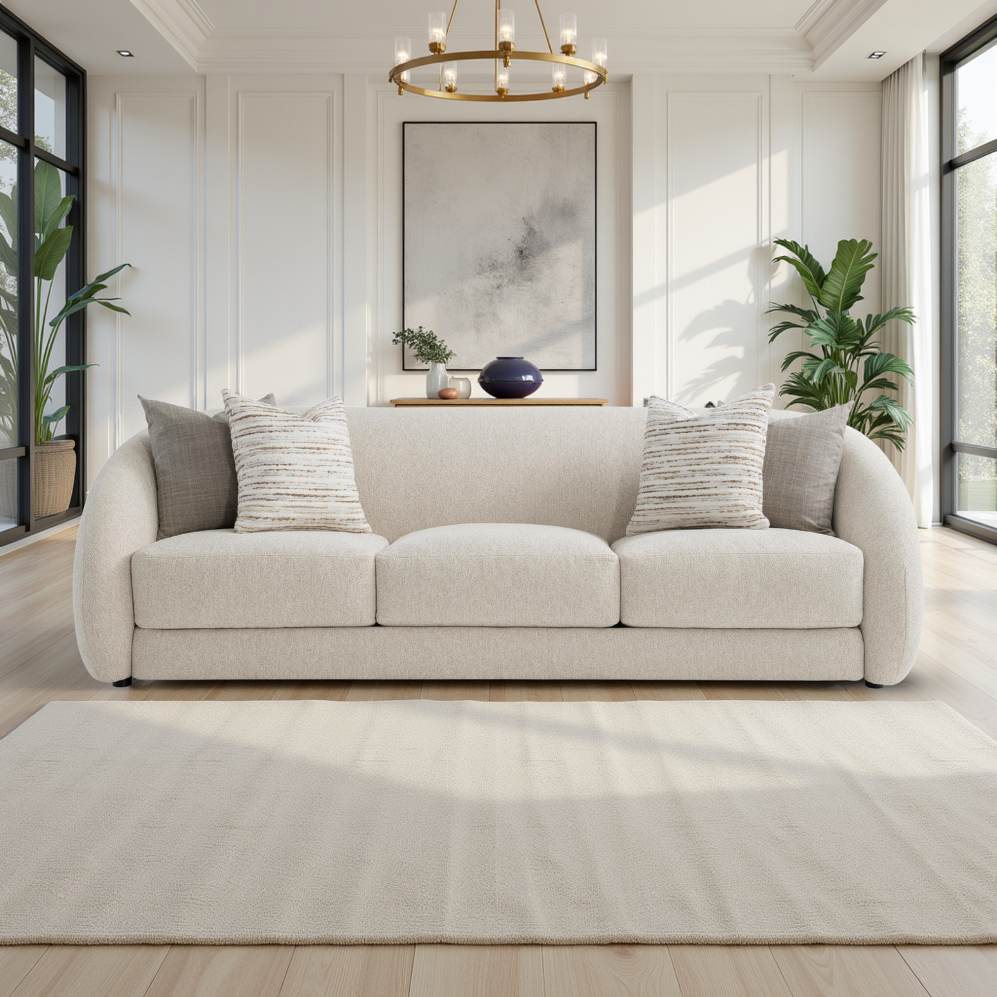 Bernhardt Living Austen Beige Tan Fabric 3-Seater Sofa