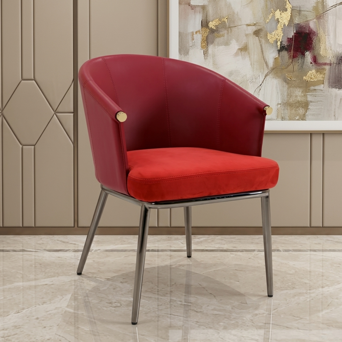 Klaussner Autentico Luxe Red Leather Dining Chair