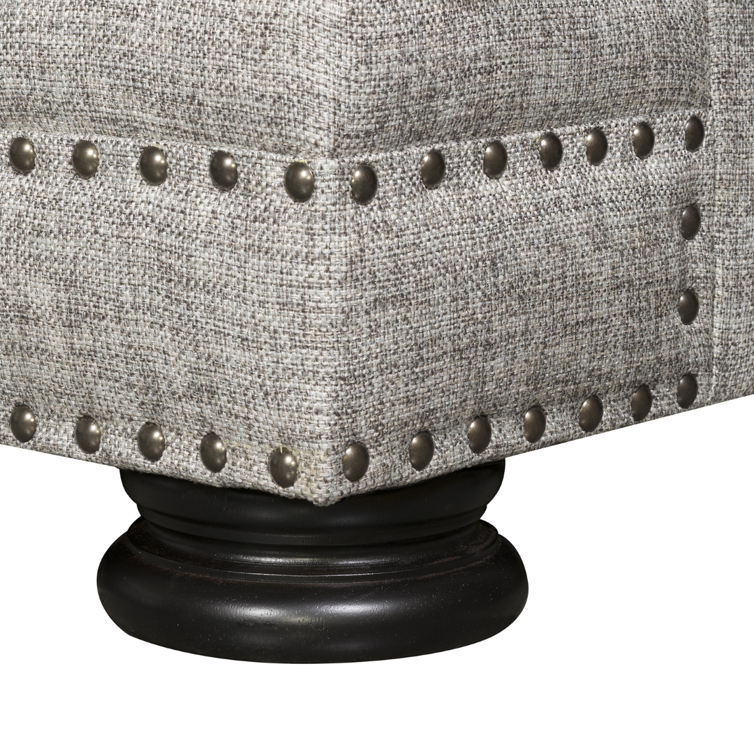 Close Up View of Nail Head Of Bernhardt 3 Seater Foster Sofa With Rolled Arms