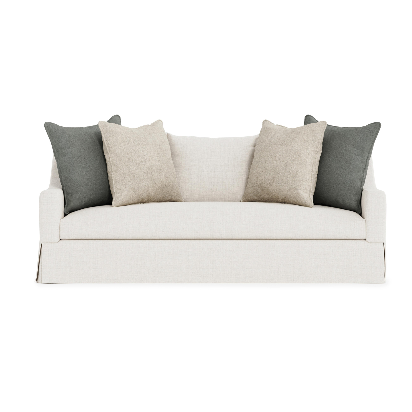 Bernhardt Grace White Fabric Skirted Sofa With Shaped Track Arm