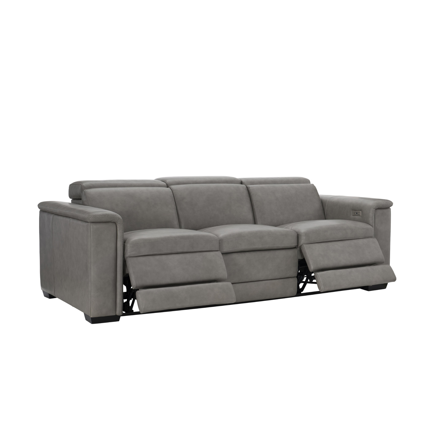Bernhardt Lioni Gray Leather Power Motion Reclining Sofa