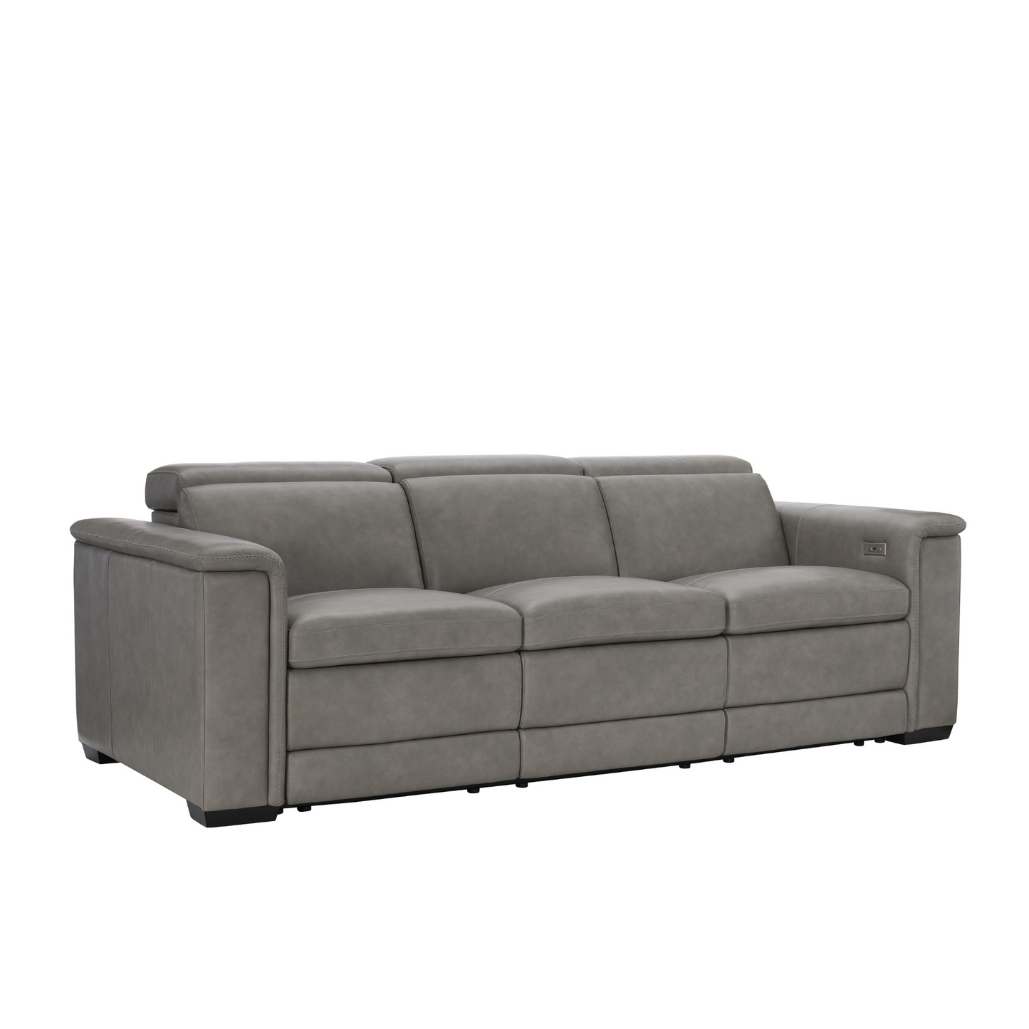 Bernhardt Lioni Gray Leather Power Motion Reclining Sofa
