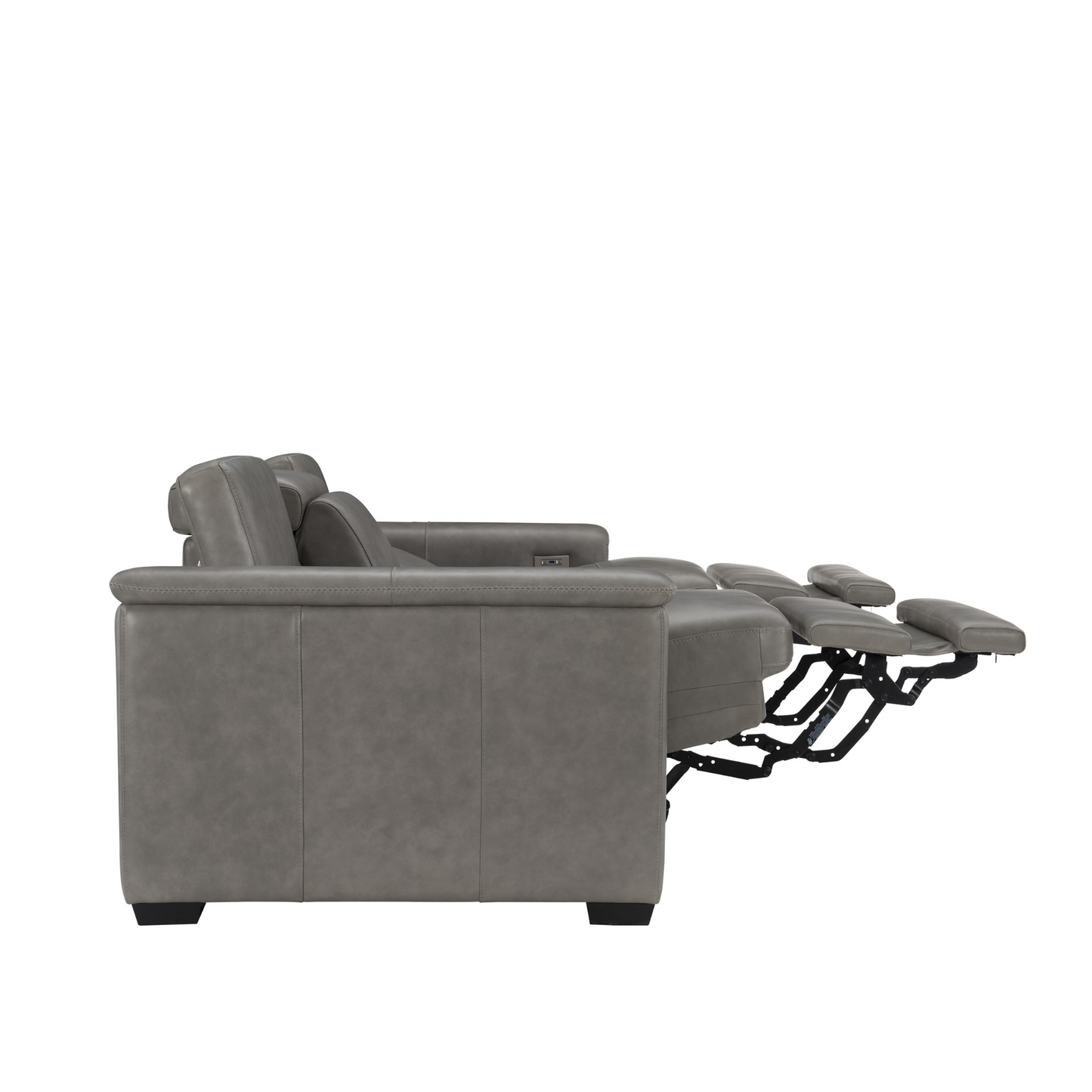 Bernhardt Lioni Gray Leather Power Motion Reclining Sofa