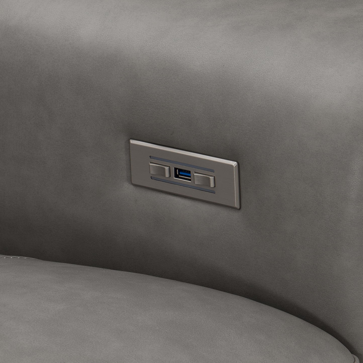 Bernhardt Lioni Gray Leather Power Motion Reclining Sofa