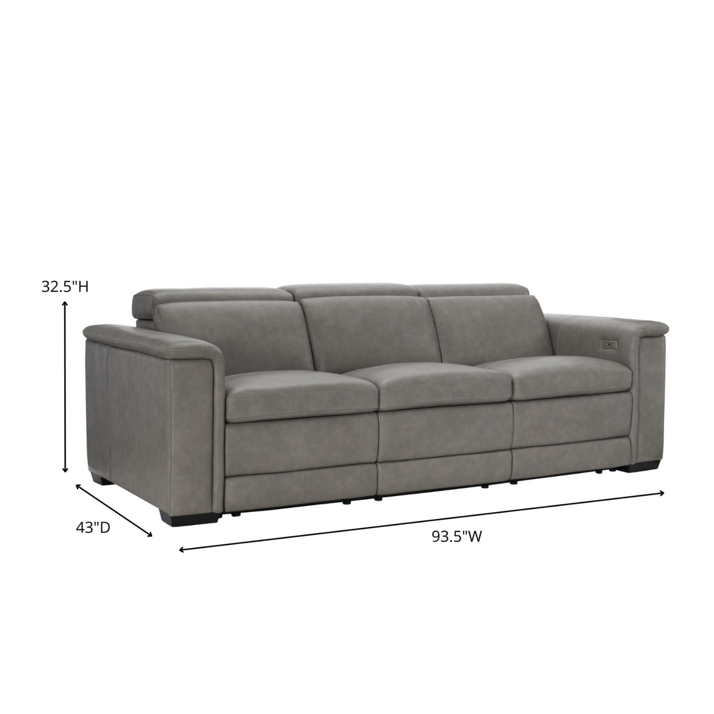 Bernhardt Lioni Gray Leather Power Motion Reclining Sofa