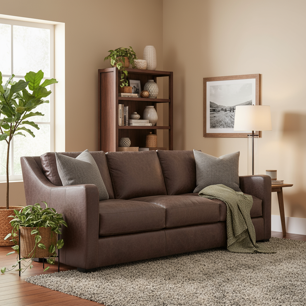 Bernhardt Living Ventura Leather Brown 3-Seater Sofa