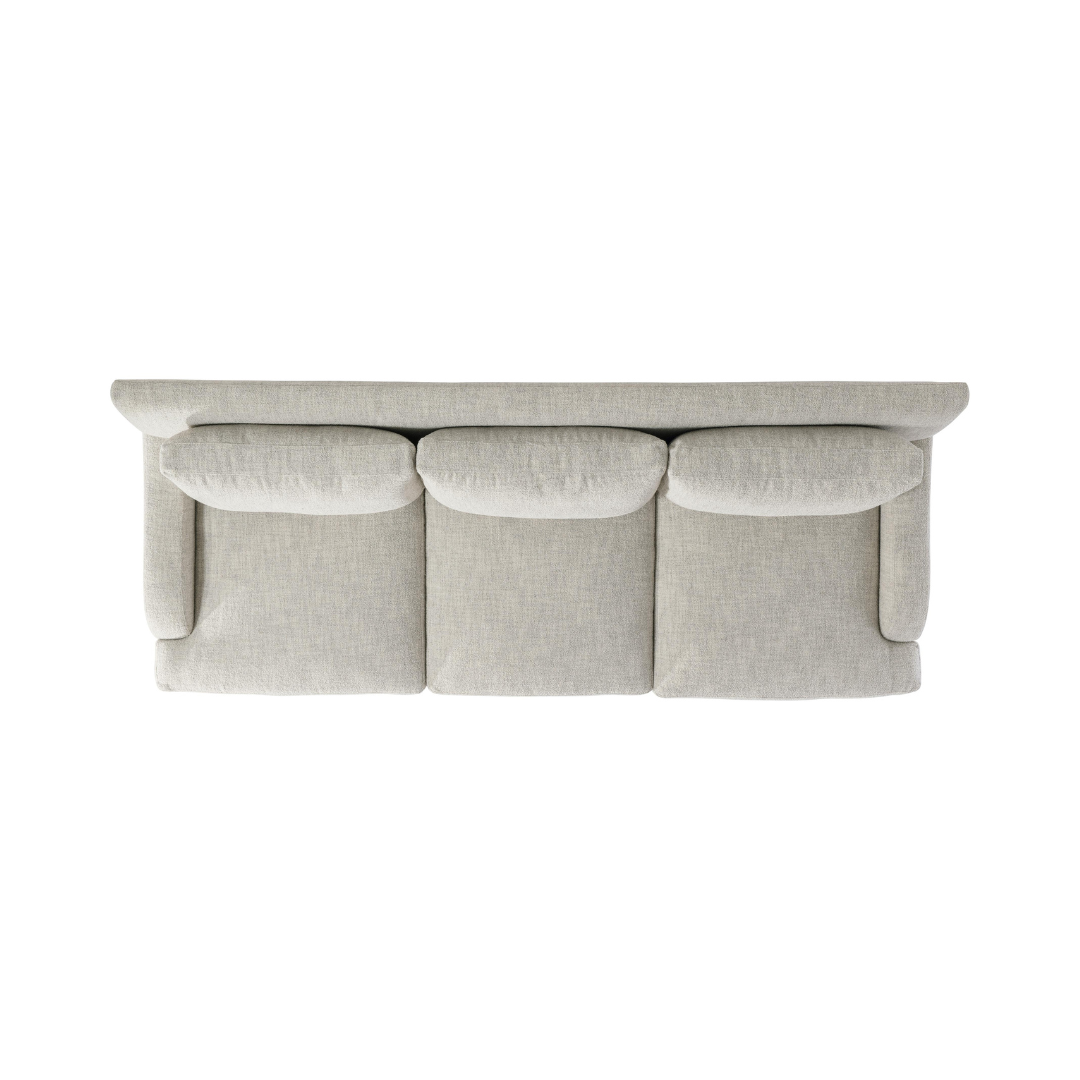 Bernhardt Rollins 3-Seater Sofa in light beige fabric with three seat cushions, three back cushions, and four decorative throw pillows.