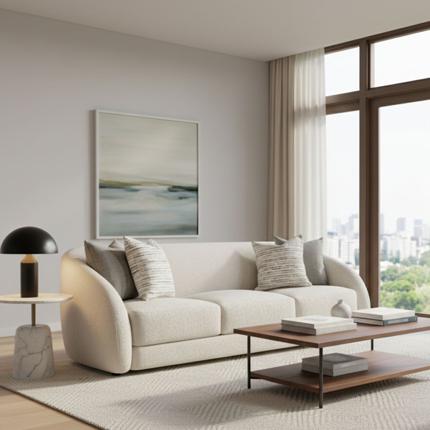 Bernhardt Living Austen Beige Tan Fabric 3-Seater Sofa