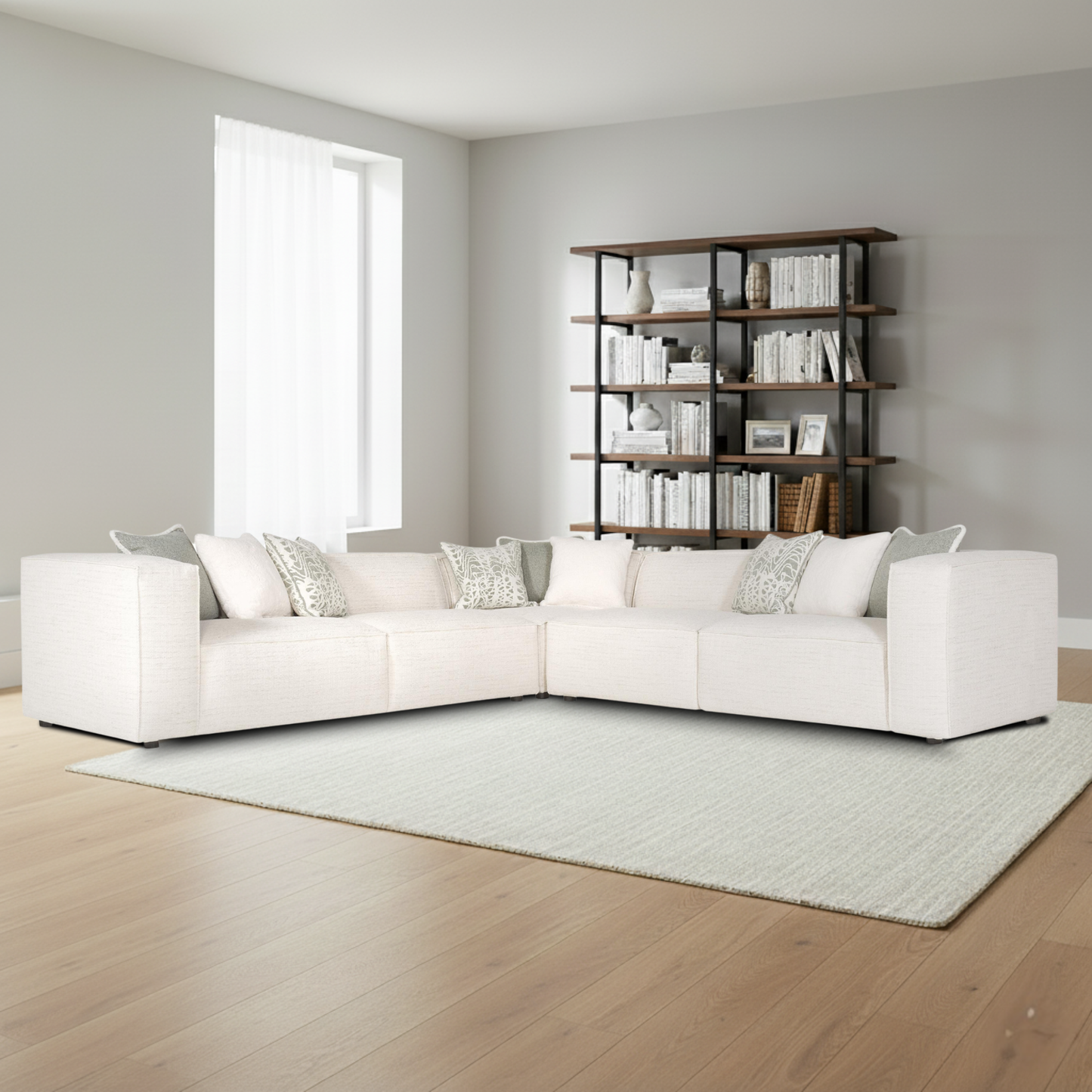 Bernhardt Bliss Cream Fabric Modular Sectional Sofa