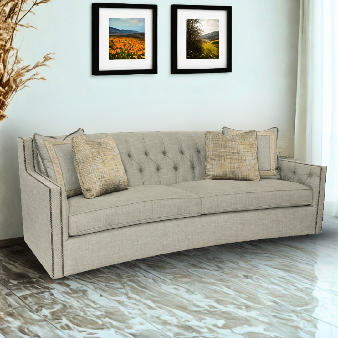 Bernhardt Candace 3-Seater Tufted Fabric Sofa With Reversible Seat Cushions