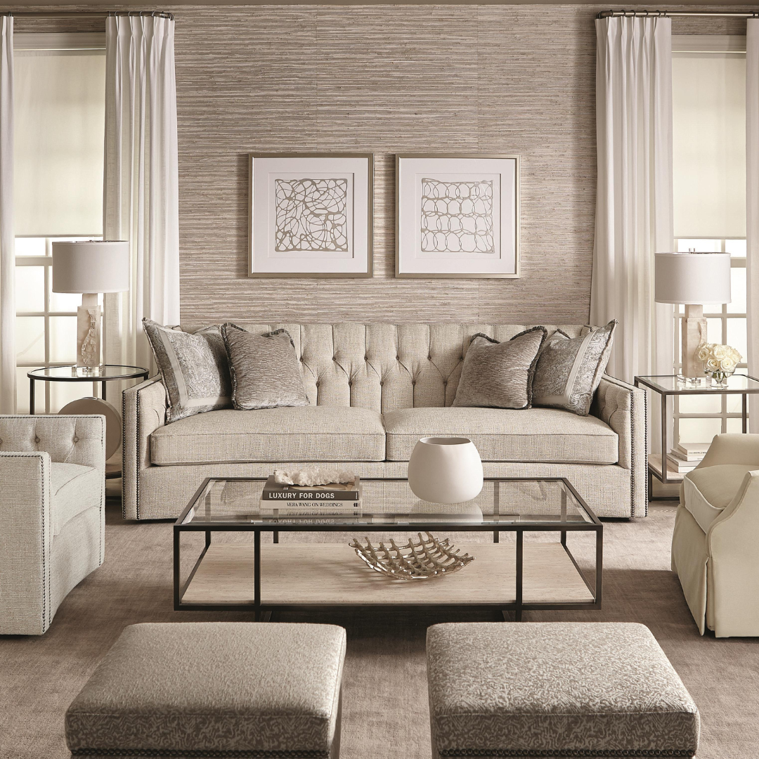 Bernhardt Candace 3-Seater Tufted Fabric Sofa With Reversible Seat Cushions