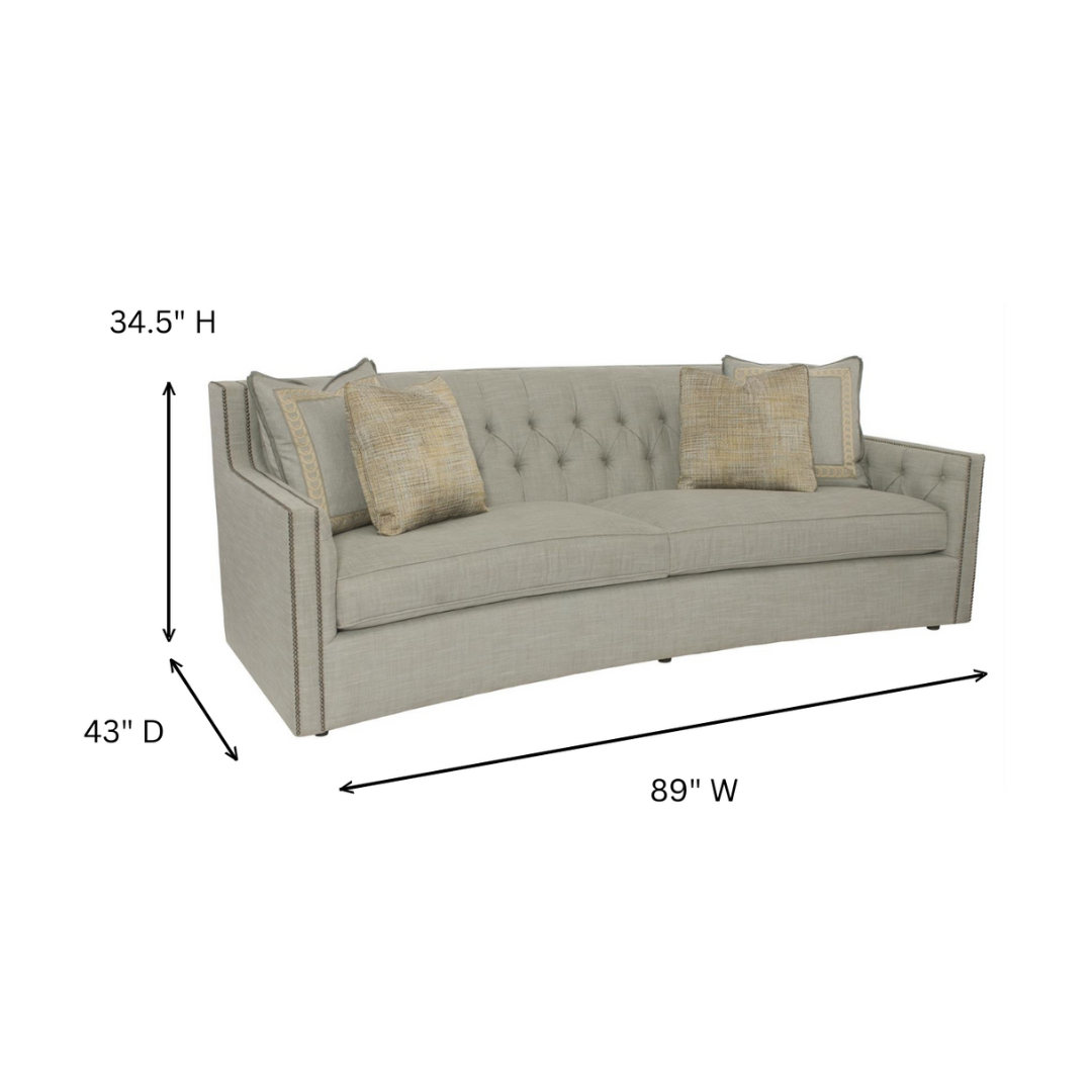 Bernhardt Candace 3-Seater Tufted Fabric Sofa With Reversible Seat Cushions