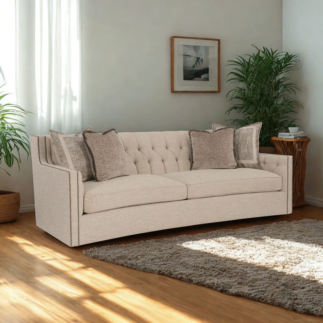 Bernhardt Candace 3-Seater Tufted Fabric Sofa With Reversible Seat Cushions