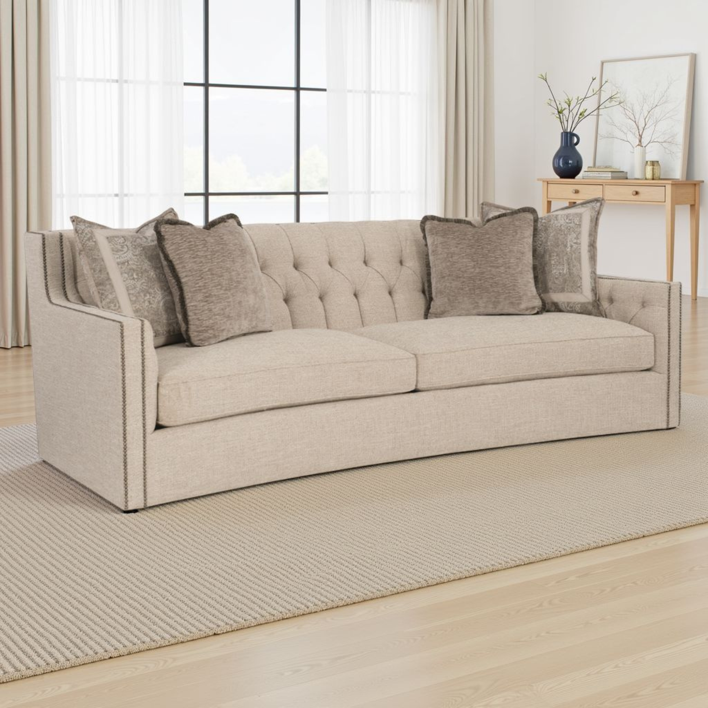 Bernhardt Candace 3-Seater Fabric Curved Tufted Sofa