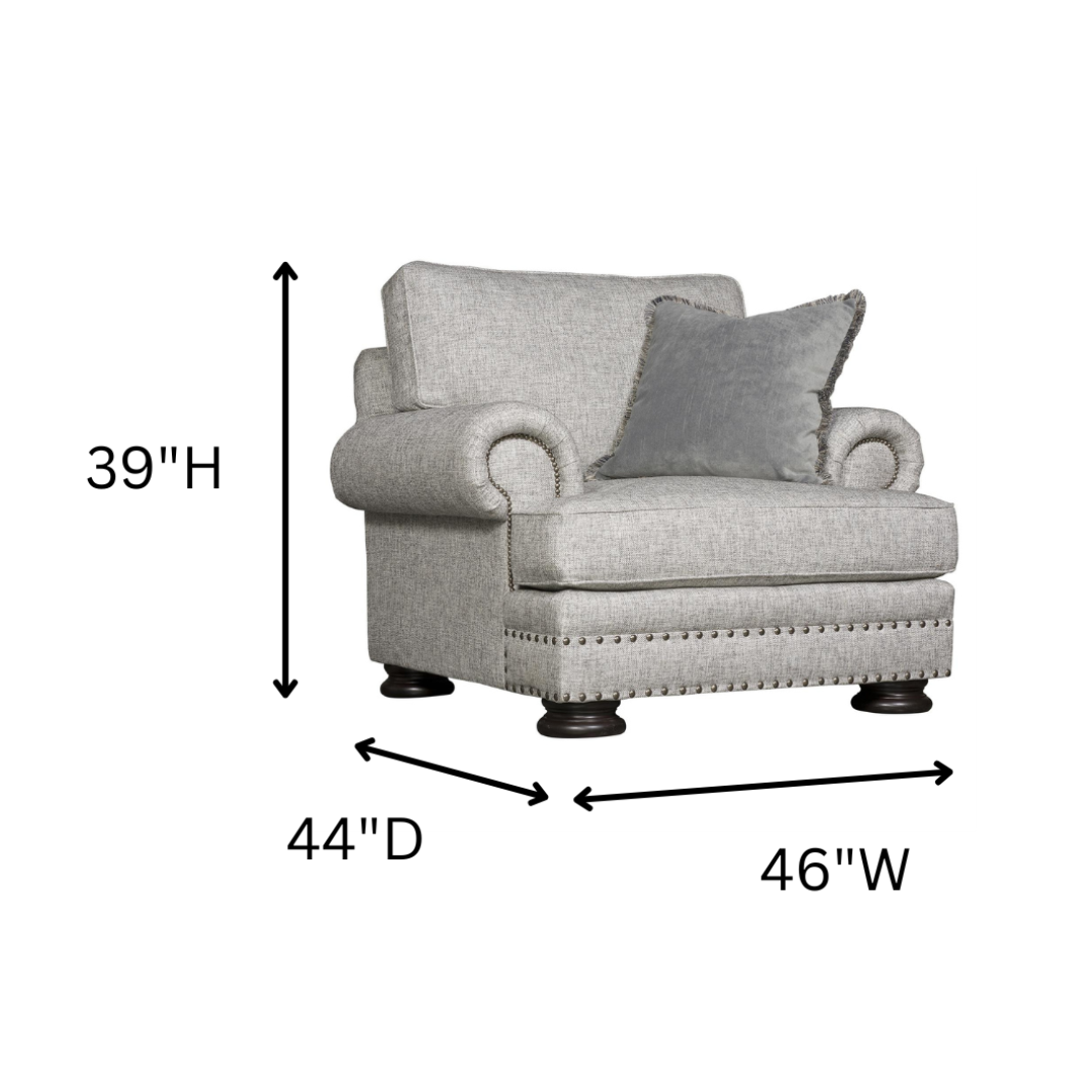 Dimensional view of Bernhardt Foster Fabric Chair with Spring Down Cushion-Comfort Furniture