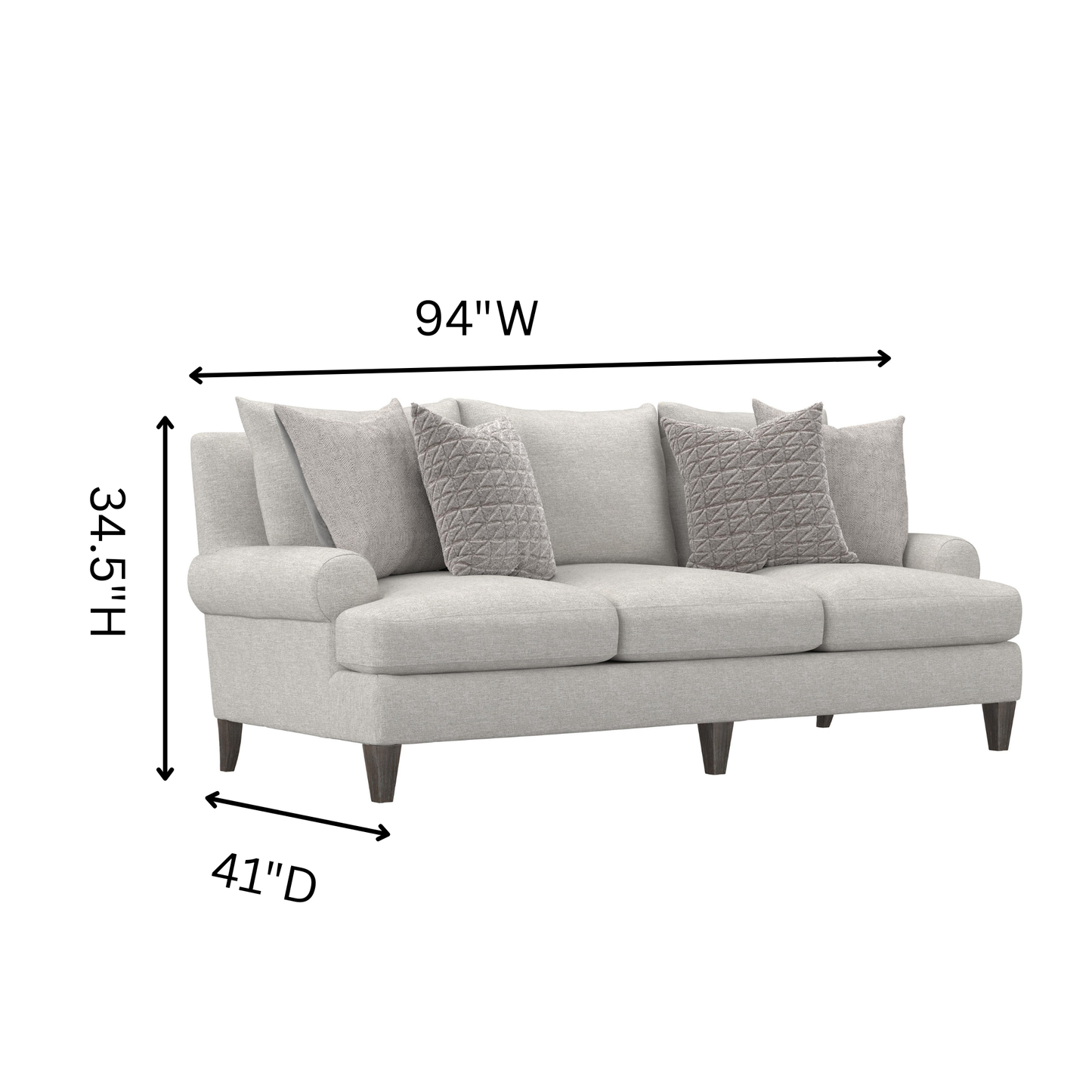 Bernhardt Isabella Fabric Beige Grey 3-Seater Sofa