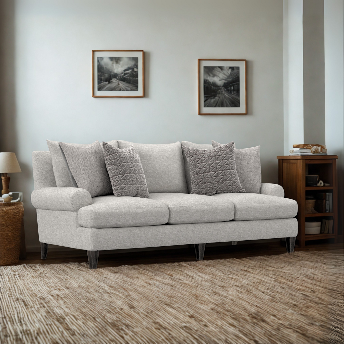 Bernhardt Isabella Fabric Beige Grey 3-Seater Sofa