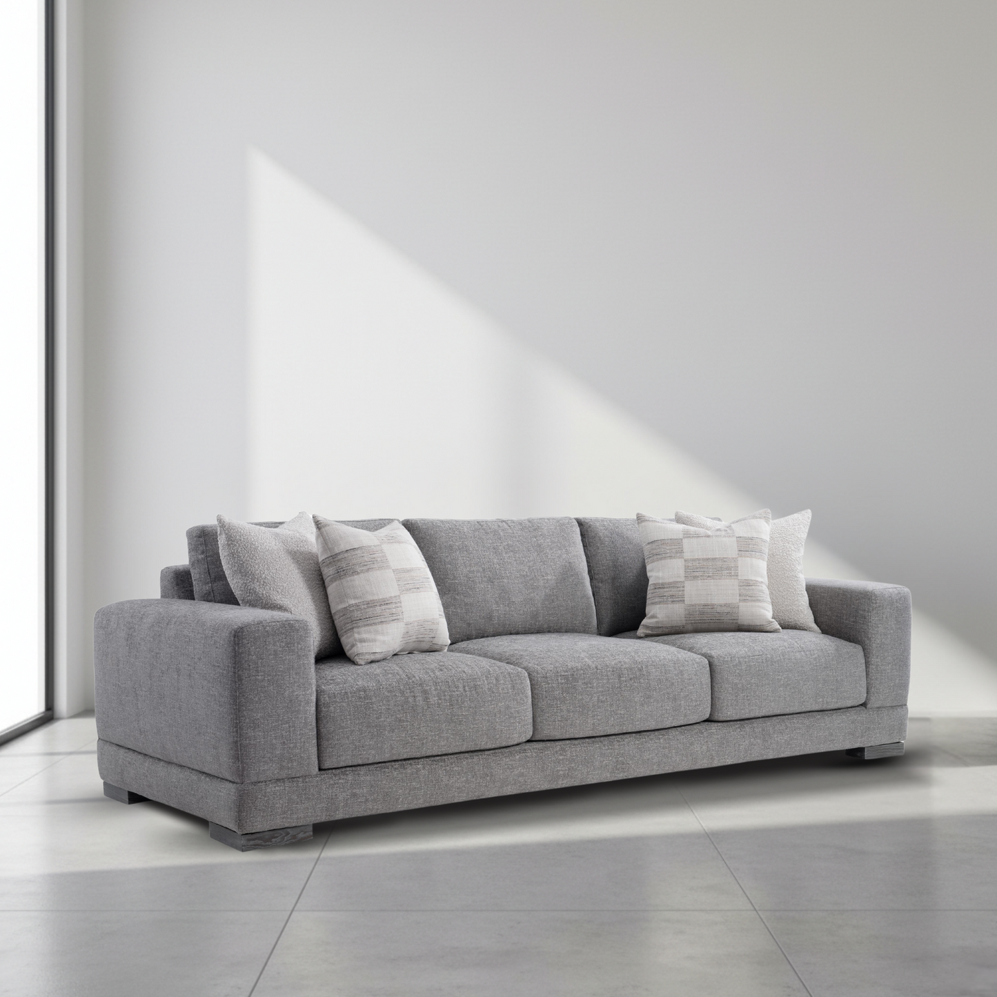 Bernhardt Living Lars Fabric Gray 3-Seater Sofa-ComfortDesign
