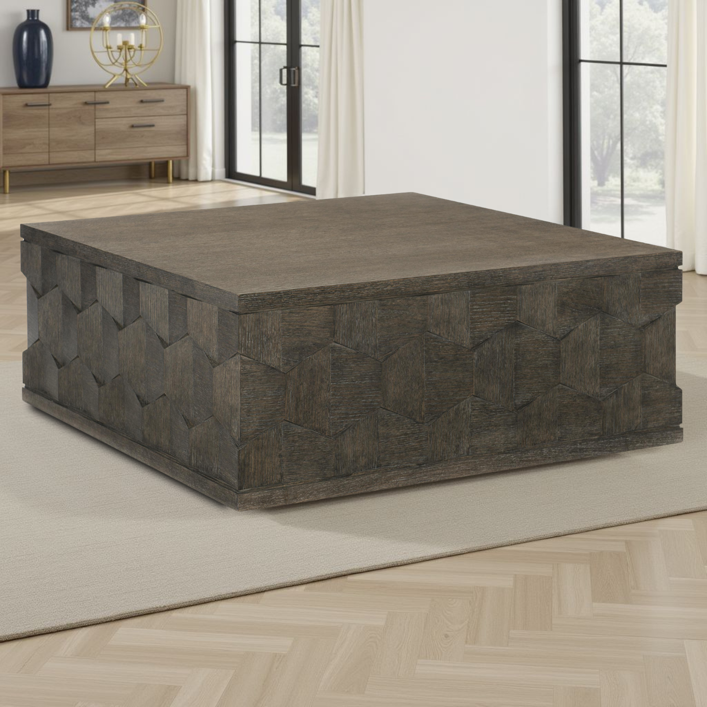 Bernhardt Linea Wooden Contemporary Cocktail Table with Pedestal Base
