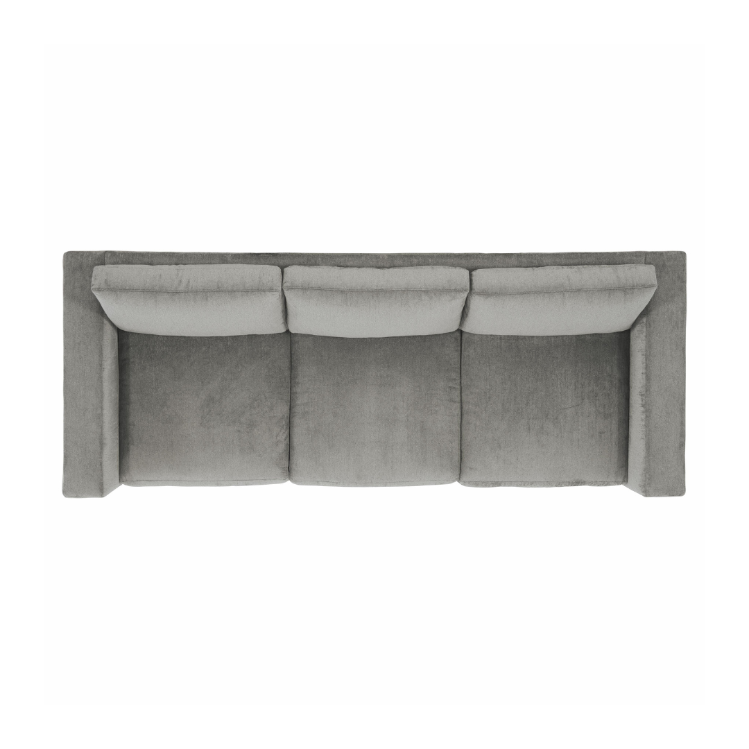 Bernhardt Noel 3-Seater Sofa in light fabric with track arms and tapered legs, offering a modern twist on the classic club chair design