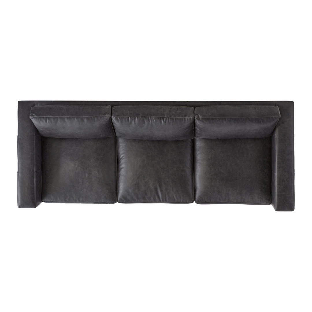 Bernhardt Noel 3-Seater Leather Sofa with track arms and tapered legs, offering a modern twist on the classic club chair design