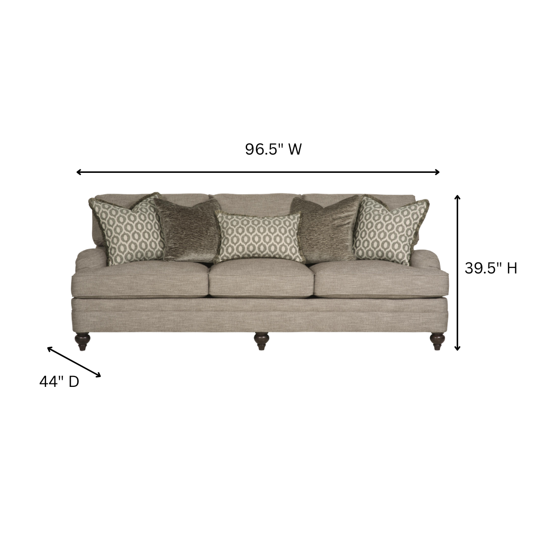 Bernhardt Tarleton 3 Seater Fabric Sofa in Brown-Comfort Furniture