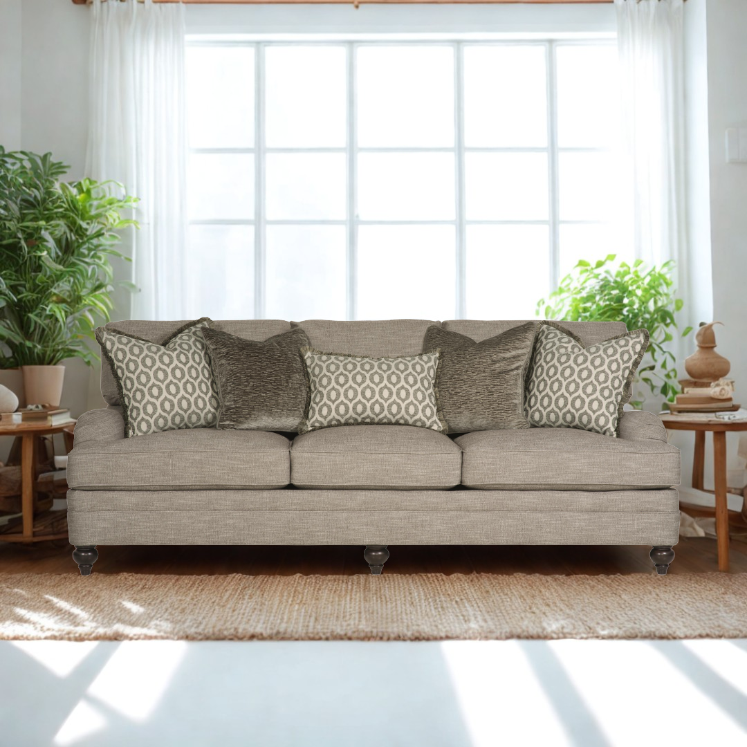 Bernhardt Tarleton 3 Seater Fabric Sofa in Brown-Comfort Furniture