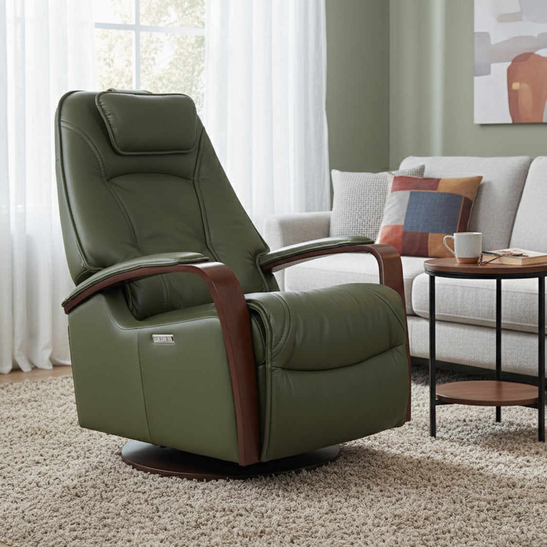 Fjords Helsinki Leather Swing Relaxer With Swivel Glider & Rocker Recliner Chair