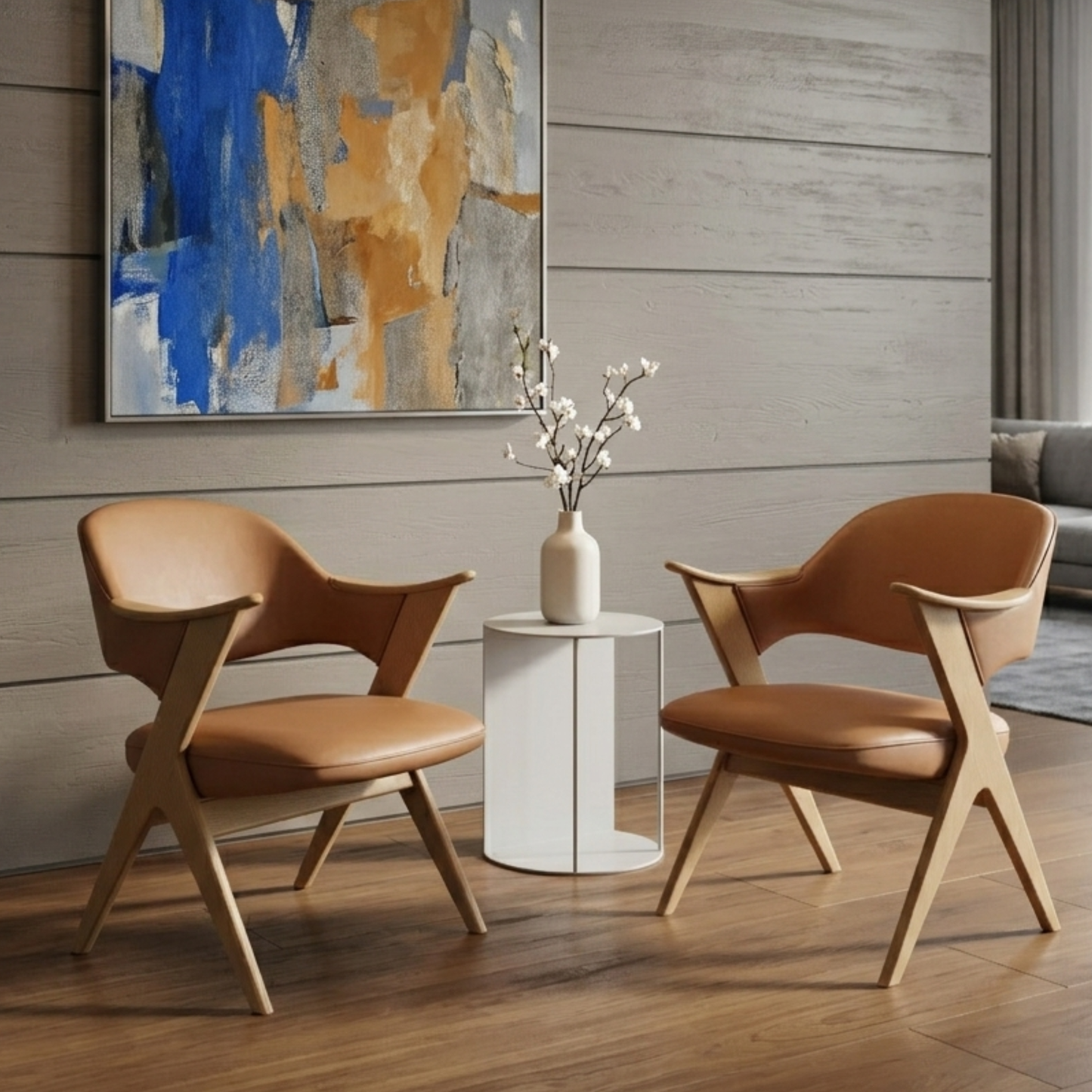 Fjords Blinken Accent Chair with Supportive Backrest and Solid Wood Frame