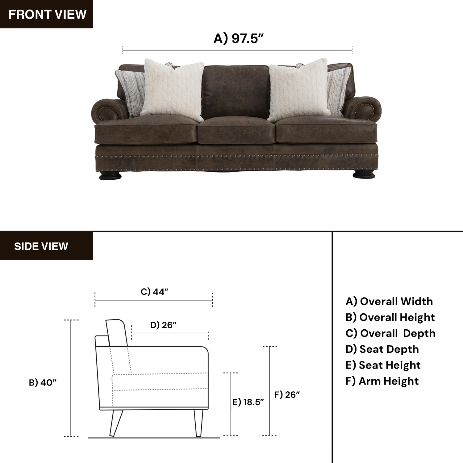 Bernhardt 3 Seater Foster Sofa with Rolled Arms-ComfortDesign