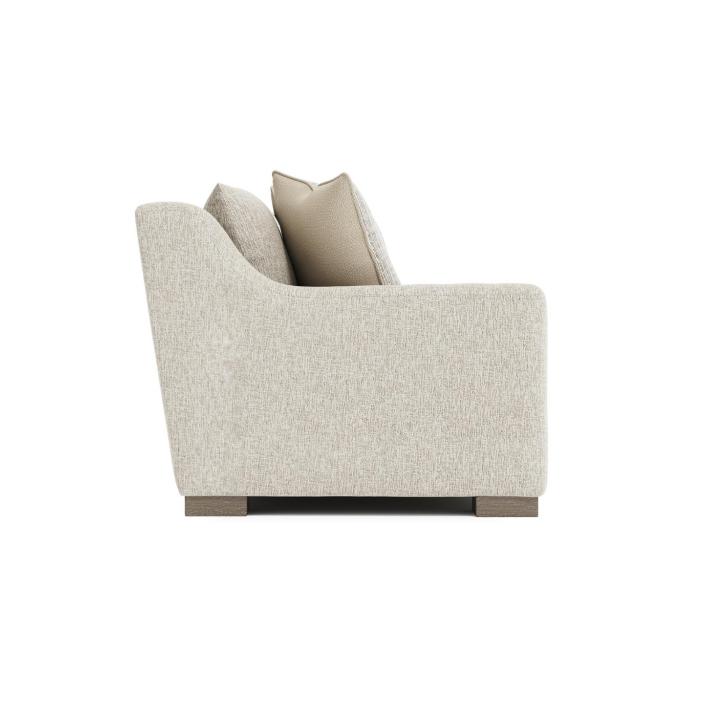 Beige 2-seater Gabi fabric sofa with matching throw pillows