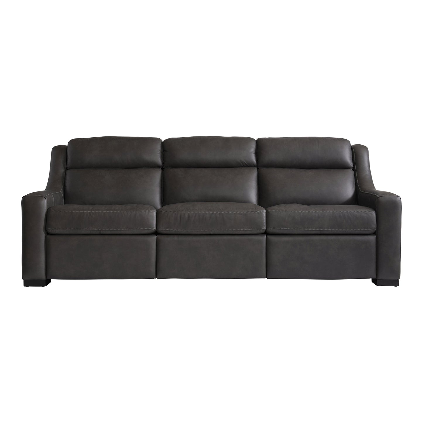 Bernhardt Living Germain Leather Gray Power Motion Sofa