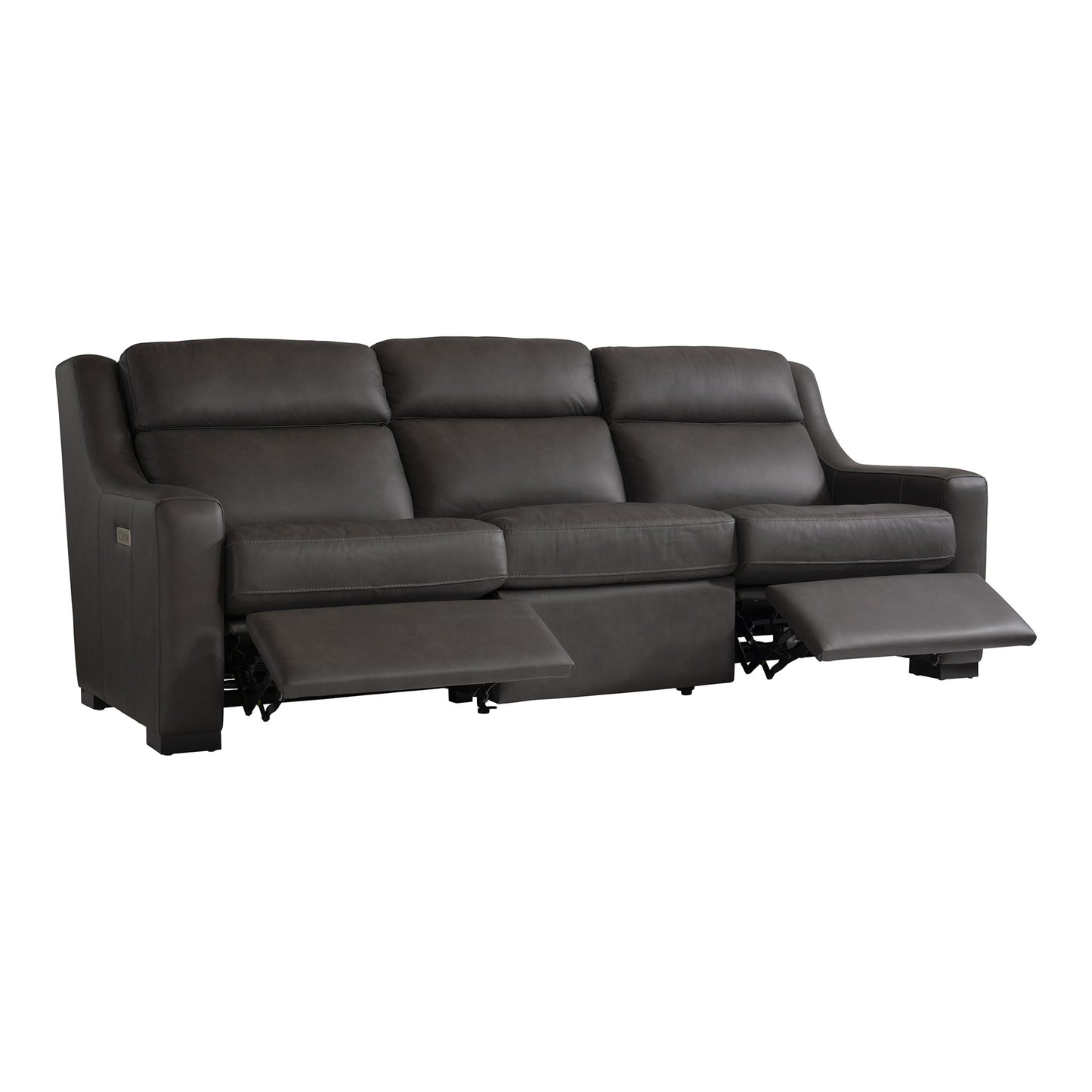 Bernhardt Living Germain Leather Gray Power Motion Sofa