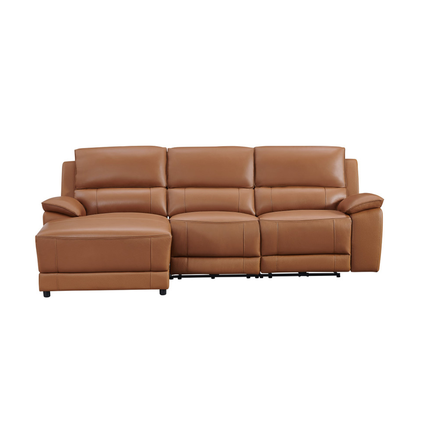 Gio Italia Hestino Leather Power Recliner Sectional with Chaise & Console