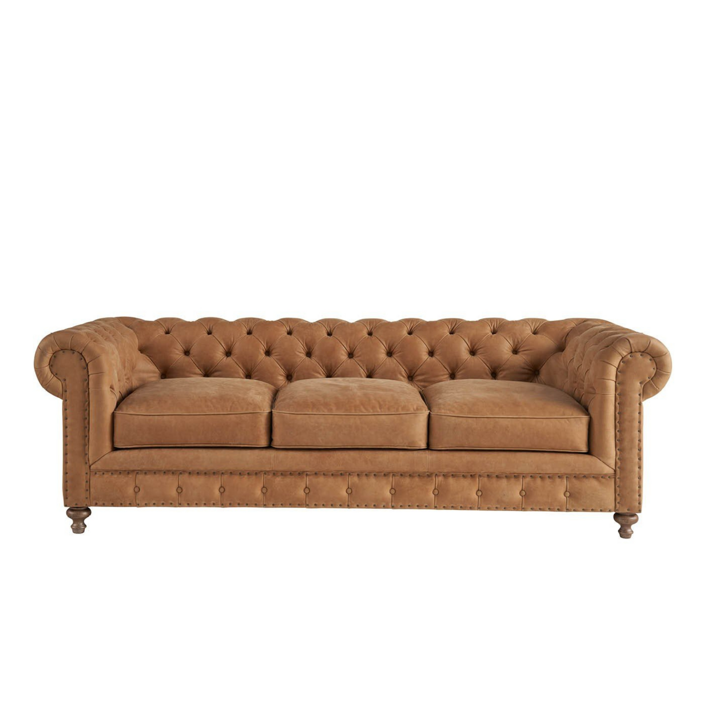 Universal Griffith Park Berkeley Leather Tufted Brown 3 Seater Sofa