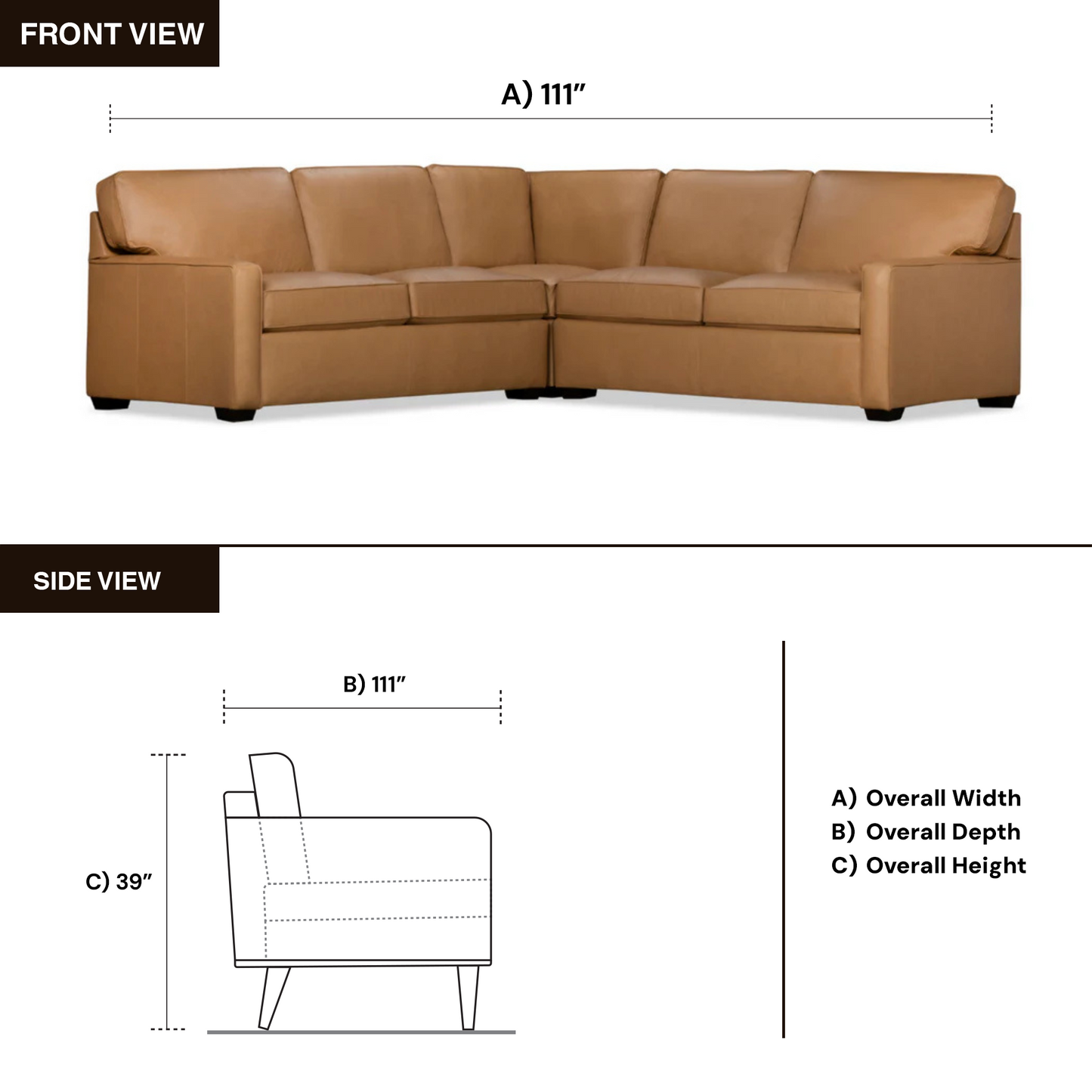 Klaussner Kenton L- Shaped Leather Sectional Sofa