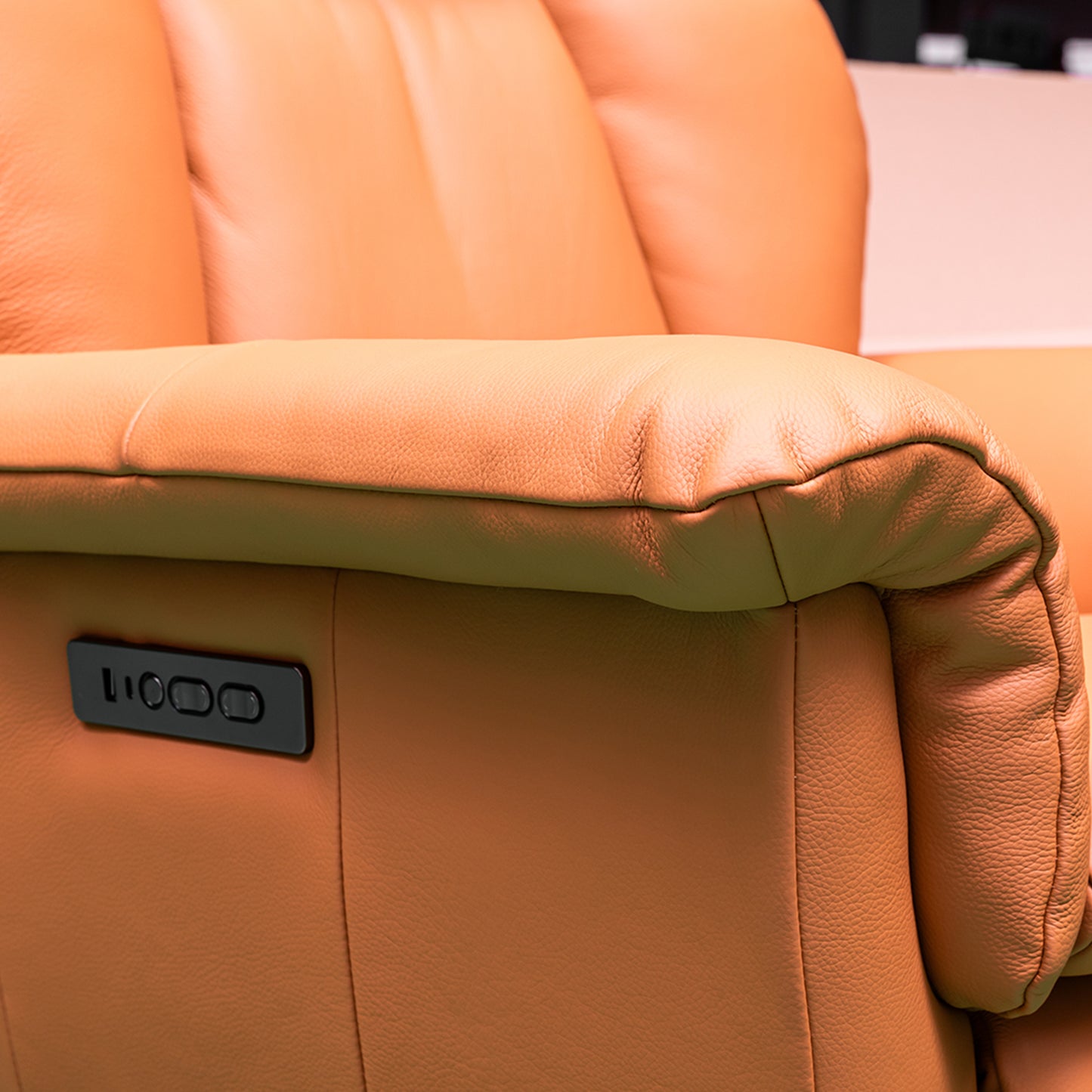 Klaussner Alessandro recliner Italian leather upholstery close-up showing premium material quality for comfort design furniture