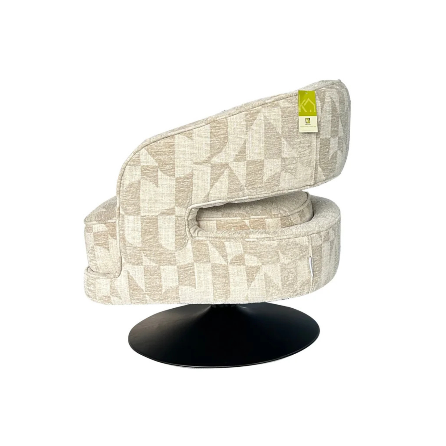 Klaussner Fallon Geometric Fabric Swivel Barrel Chair