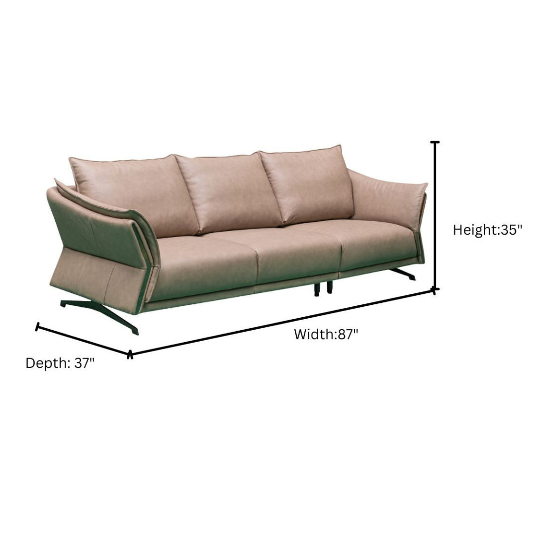 Klaussner Giada 3-Seater Leather Sofa with Attached Back Cushion in Brown