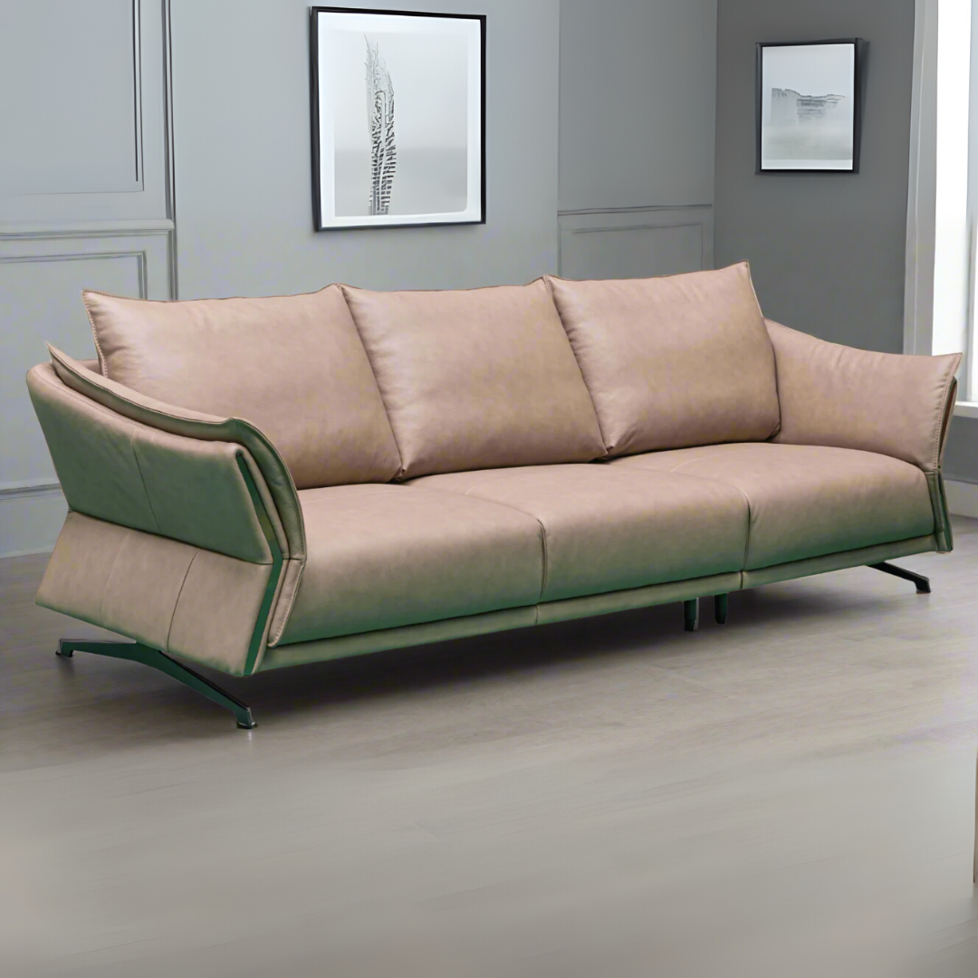 Klaussner Giada 3-Seater Leather Sofa with Attached Back Cushion in Brown
