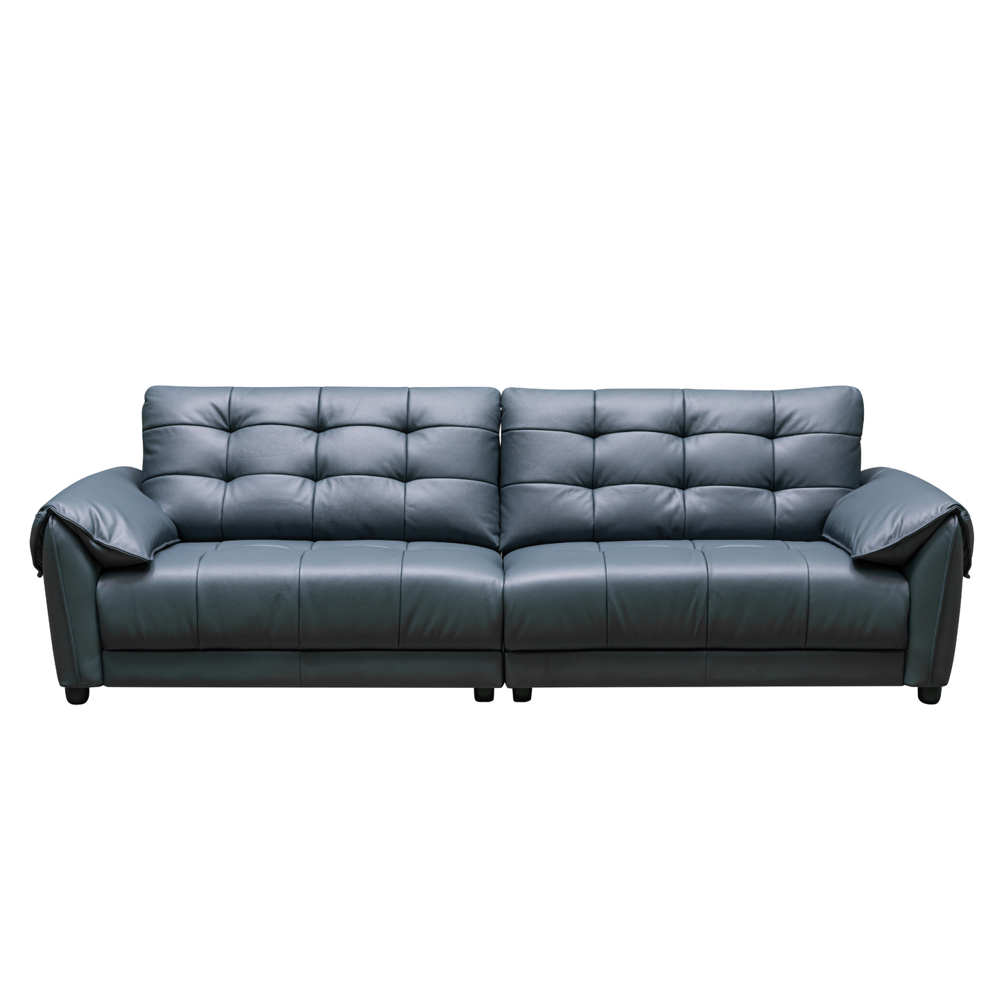Klaussner Sofiano Blue Leather Sofa With Plush Back Support