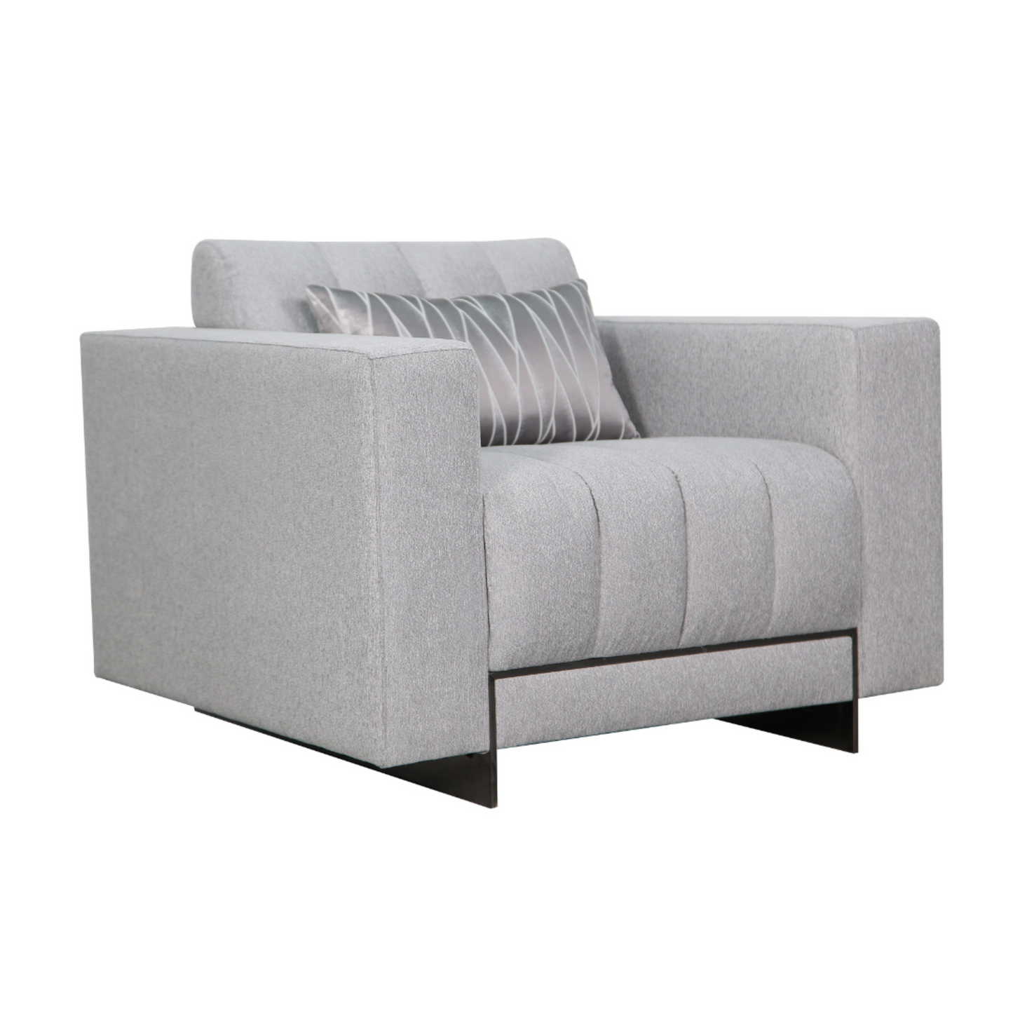 Side View of Klaussner Talento Gray Fabric Tufted Chair