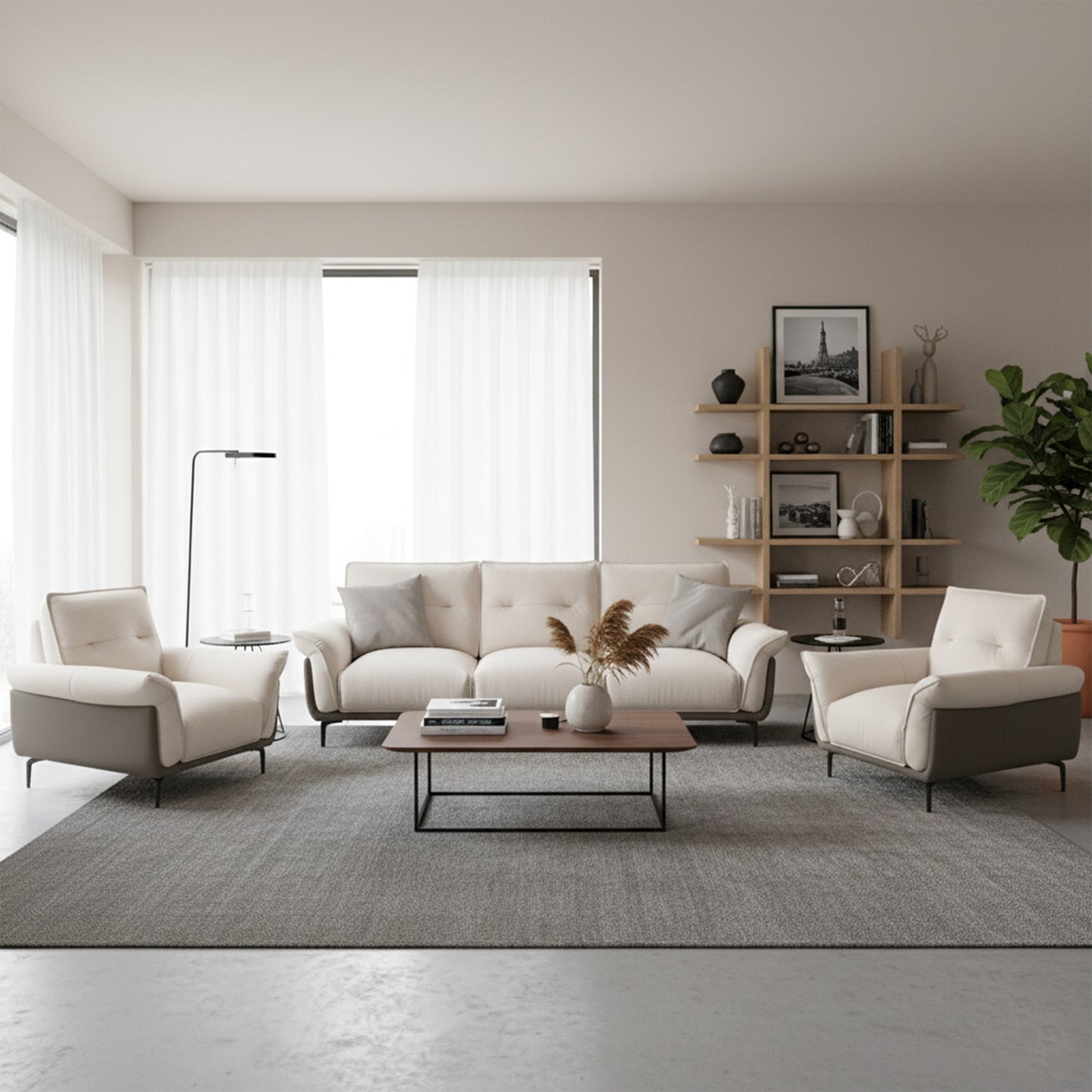 Klaussner Vento 3 Seater Leather Sofa With Recliner Chair